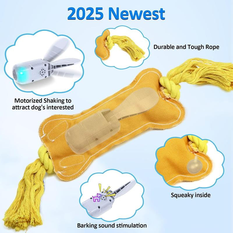 Waaiio Interactive Dog Toys Wiggles Tails with Squeaky, Motion Activated Dog Bone Toys (Dog Toys)