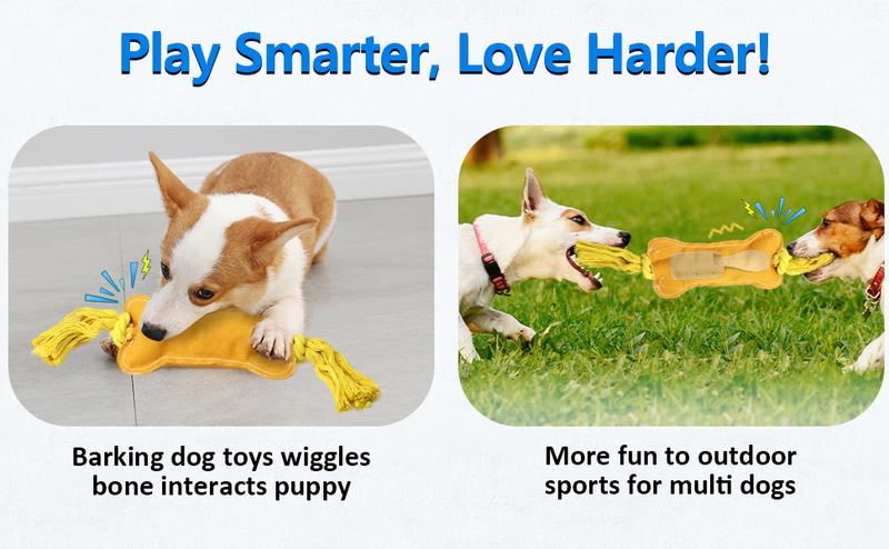 Waaiio Interactive Dog Toys Wiggles Tails with Squeaky, Motion Activated Dog Bone Toys (Dog Toys)